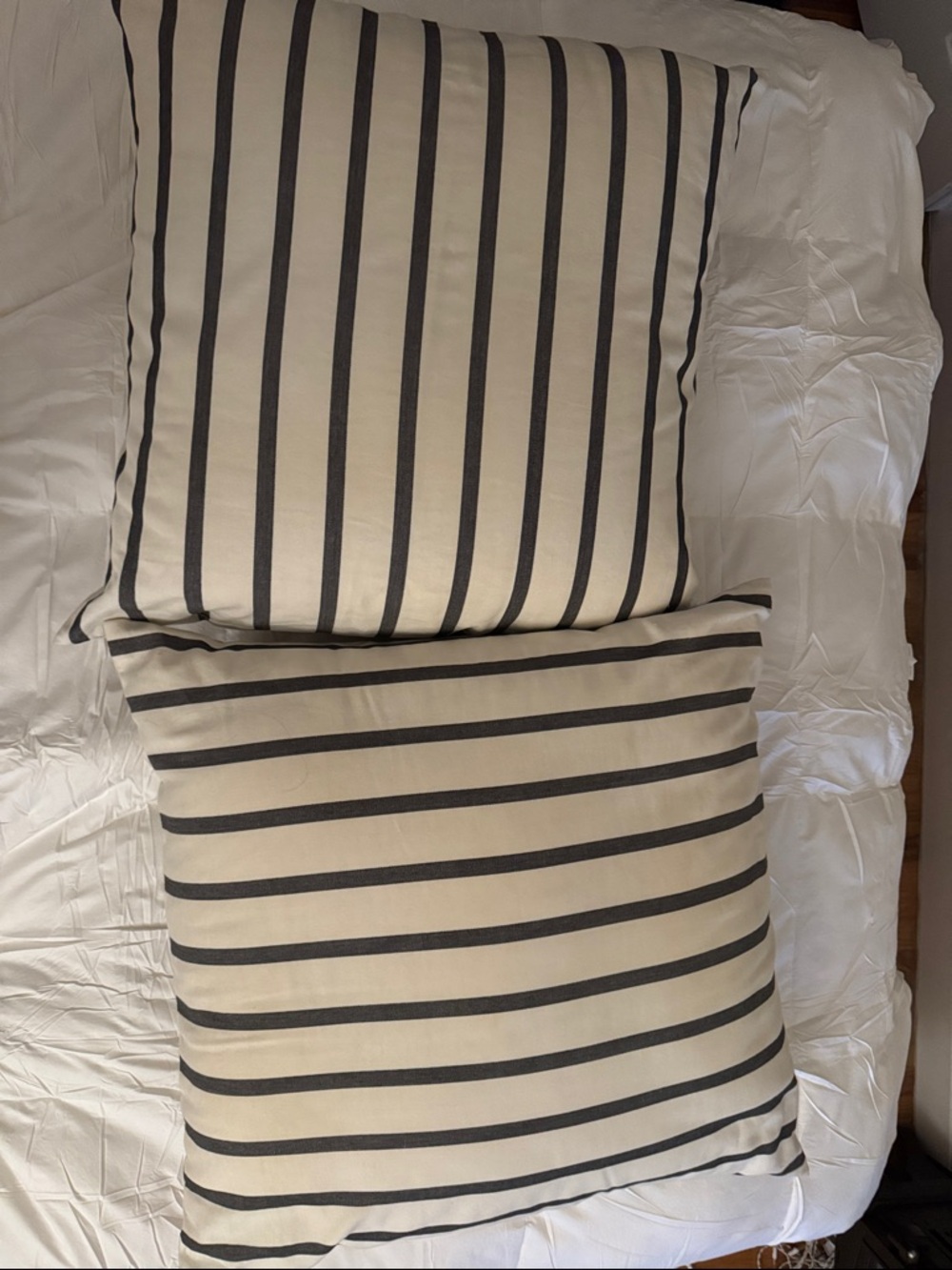 kate spade off-white and Black Striped Cotton Euro Pillow Covers